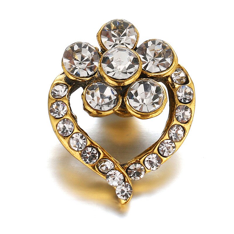 Schoonheid gouden bloemen holle patroon strass 18mm metalen drukknopen voor doe-het-zelf drukknooparmband sieraden  kz1637: Kz1643