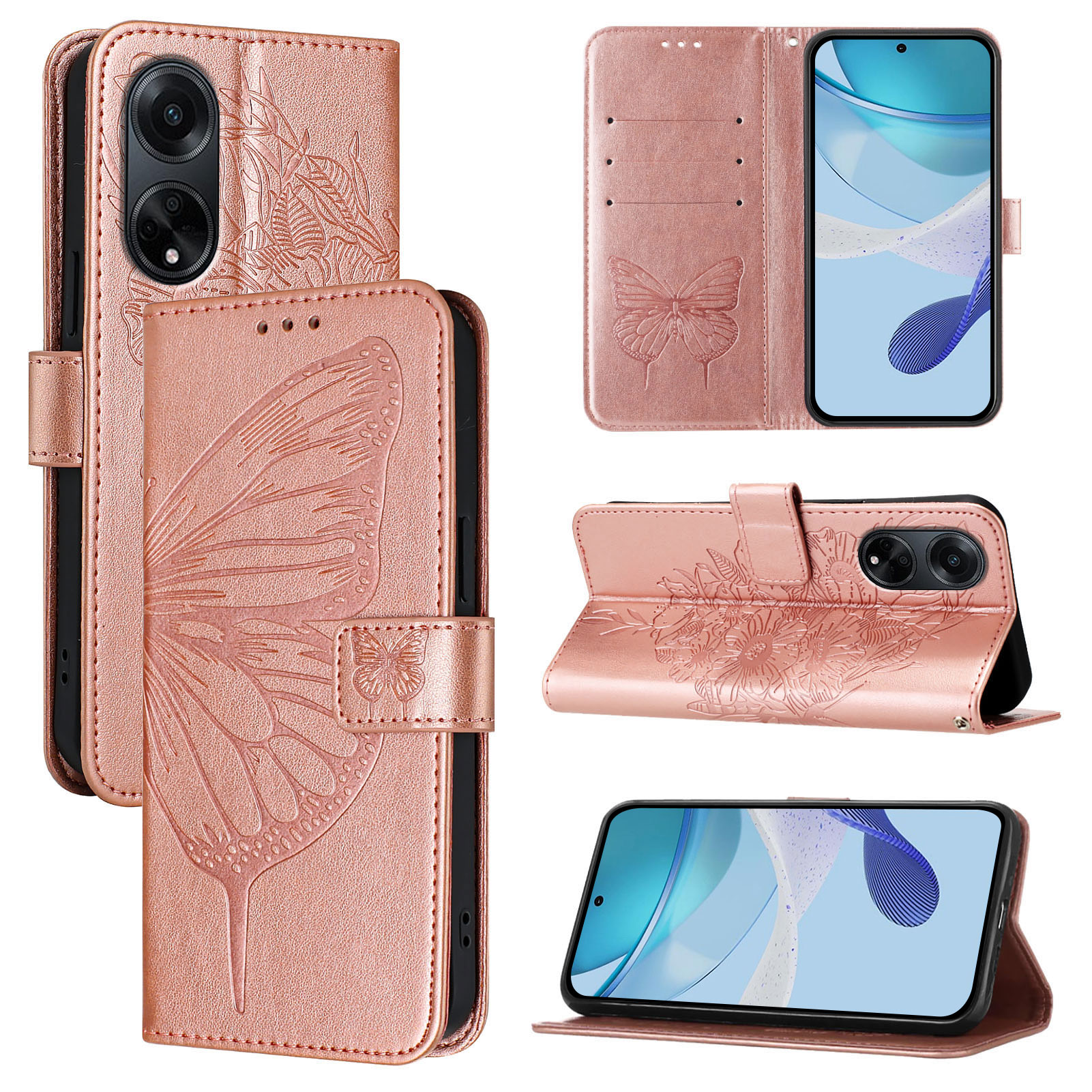 Étui portefeuille à rabat en cuir PU pour Oppo A60 4G, coque de téléphone, porte-cartes papillon, pour OPPO A60 A38 A18 4G A98 5G