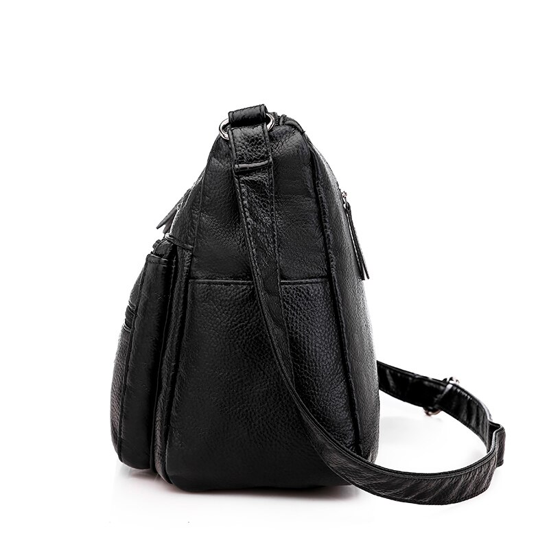 Gorąca sprzedaż moda kobiety dzikie wielowarstwowa torba na ramię zwykły Crossbody torby dla kobiet o dużej pojemności myte miękkie skórzane torebki