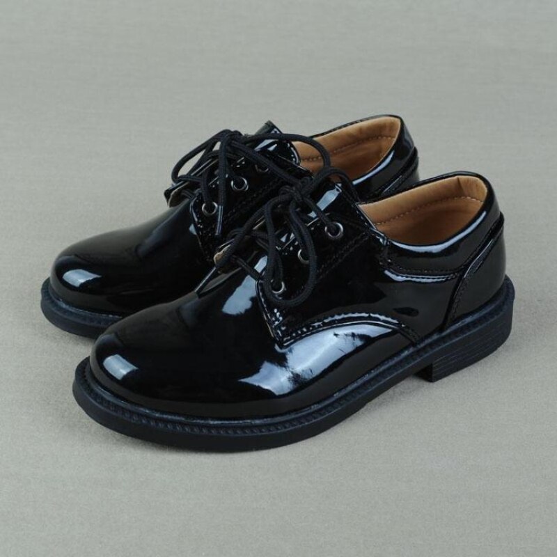Gentleman Boy Formal Shoes Leather Wear Children Show School Students Chorus Shoes Shiny Black British Sneaker: black / 36