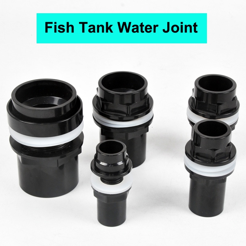 NuoNuoWell 2PCS Fish Tank Bulkhead Joint PVC Waterproof Connectors Aquarium Accessories Upgrade Silicone Gasket 20mm/25mm/32mm