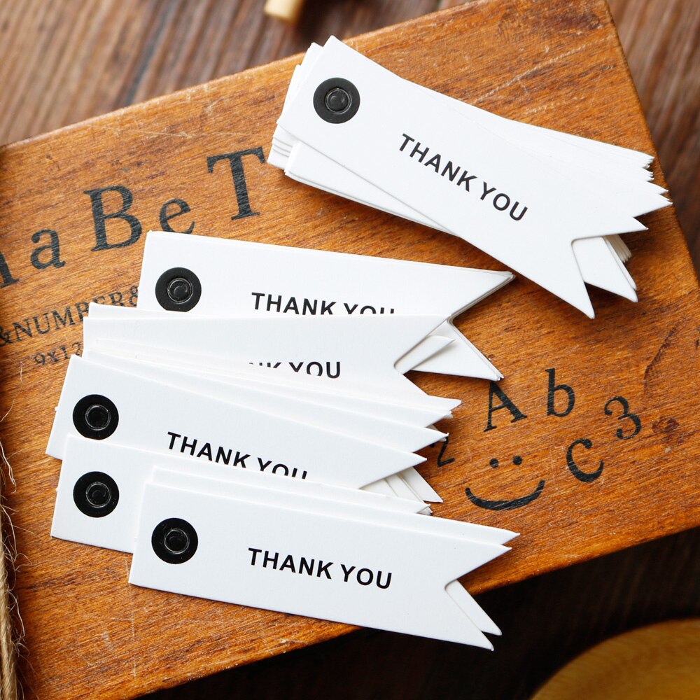 50 piezas de papel blanco marcadores gracias decoración de la boda etiqueta del de caja de embalaje etiquetas papelería suministros de oficina