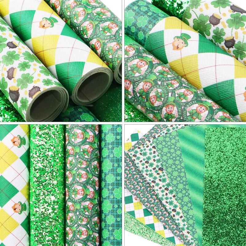 7Pcs Chic St. Patrick 'S Day Leer Stof Vellen Diy Sieraden Maken Vel
