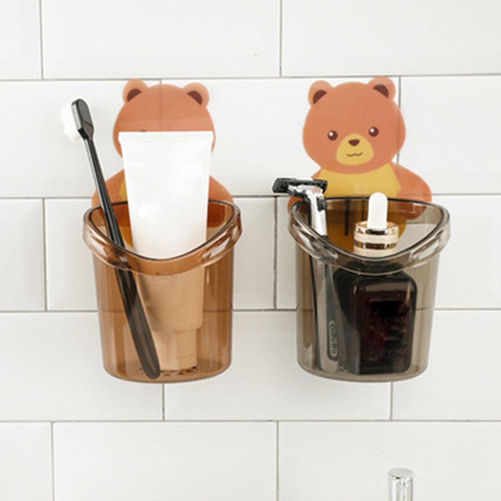 Cute Bear Toothbrush Holder Storage Rack Bathroom Accessories Set Toothpaste Holder Tooth Brush Stand Shelf Accessories