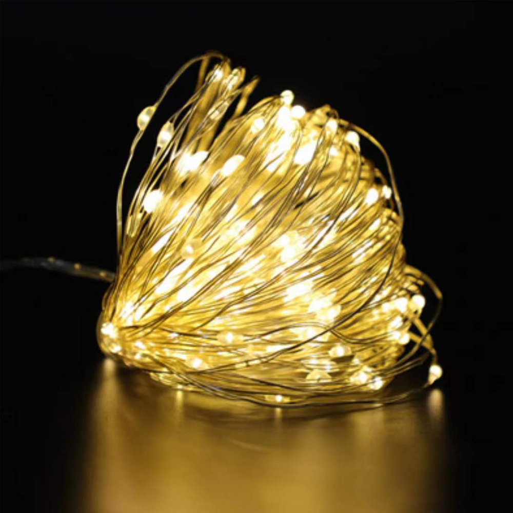 Led Copper Wire Fairy Lights String Button Battery Light DIY Waterproof Garland Christmas Wedding Decoration String Lights: Blue / 350W