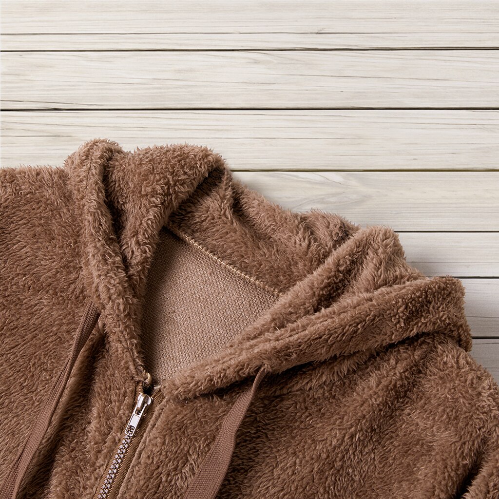 PatPat Reine Farbe Woll Hoodie Herbst Beiläufige Frau Kleidung oben Mantel Jacke Freizeit und Komfort