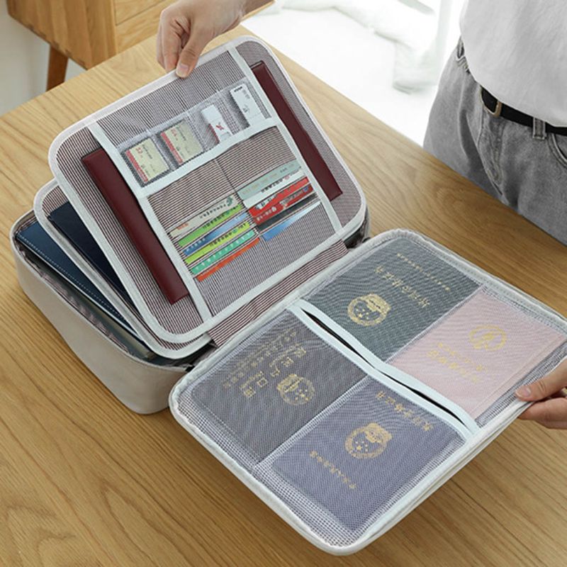 Visible Password Double Layer Files Bag Briefcase Document Pouch Business Travel M17F