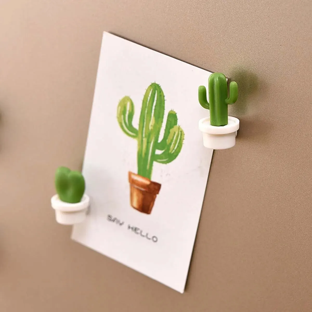 Aimant de réfrigérateur à Message magnétique Cactus, plante verte en pot, boule de Cactus, aimant de réfrigérateur tridimensionnel 6 pièces