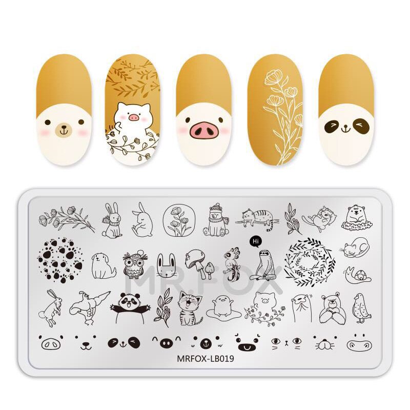 Mrfox nagelkonst stämpling mall flamingo delfin snöflinga bild manikyr stämpling mall för självdesigner nagel: Mrfox -lb019