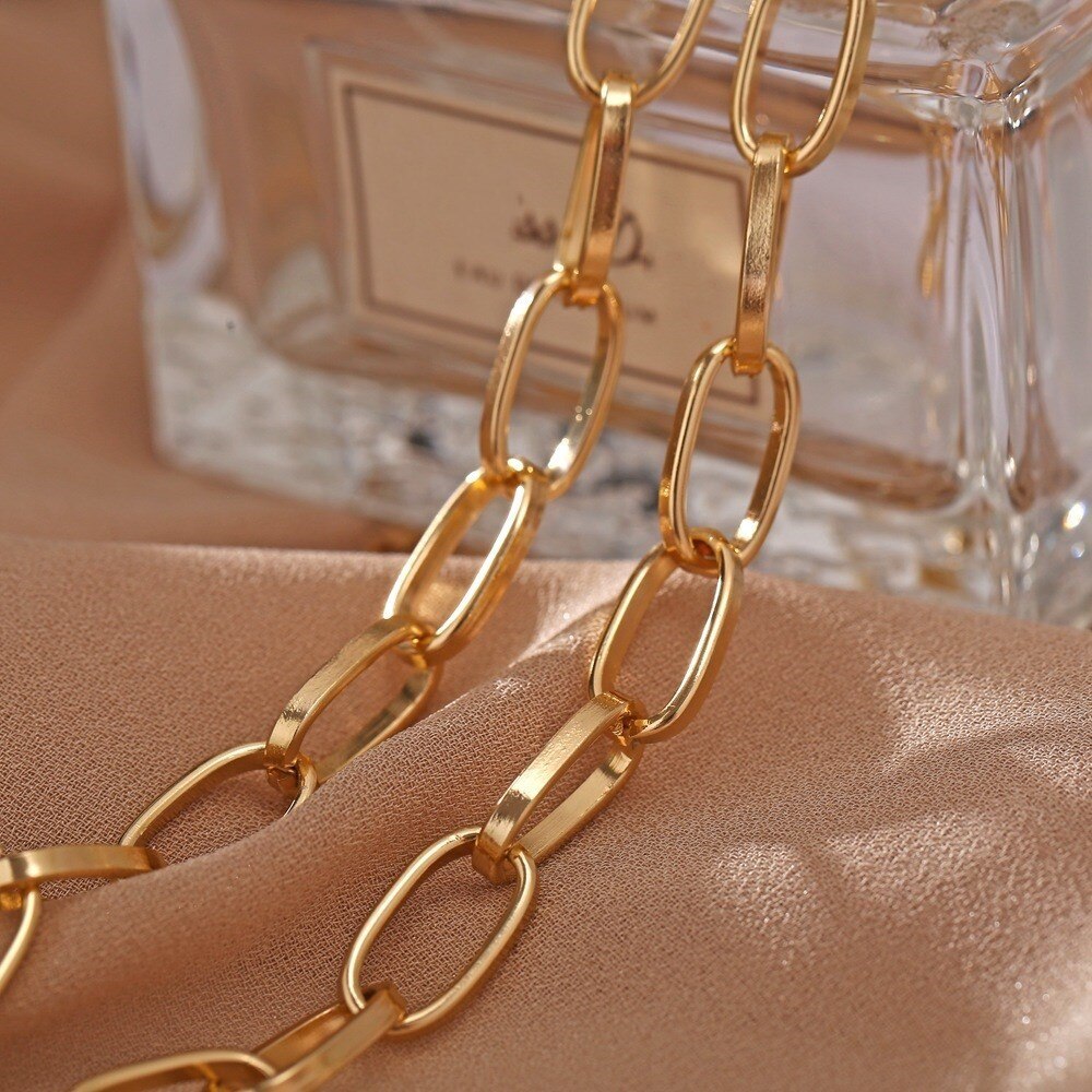 Classic punk link chain necklaces for women and girls, trendy modern cubana chained necklace jewelry