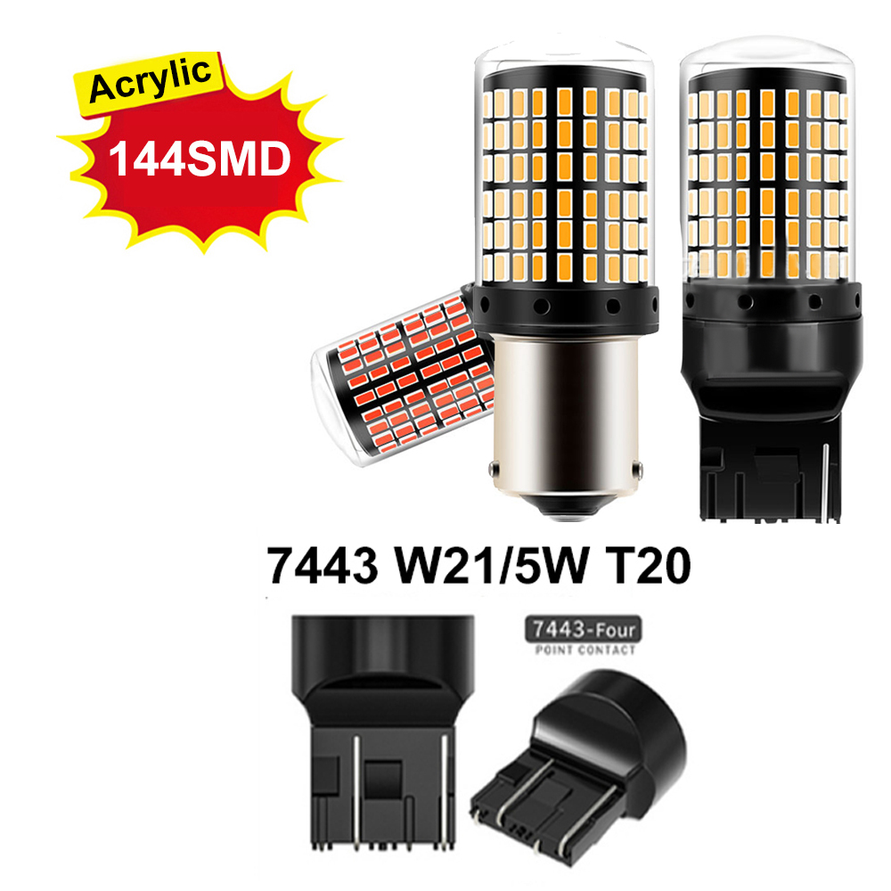 2x P21W PY21W bombilla LED para coche Ba15s 1156 Bau15s T20 WY21W W21W 7443 luz de señal LED de alta potencia Canbus sin error lámpara de marcha atrás automática: Rojo / Verde