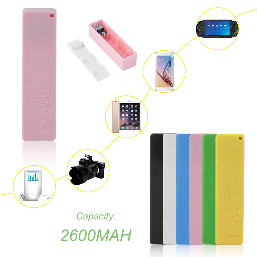 2600MAH Portable Size 1X18650 Battery External Power Bank Backup Battery Charger Power Bank Case For Smart Phones