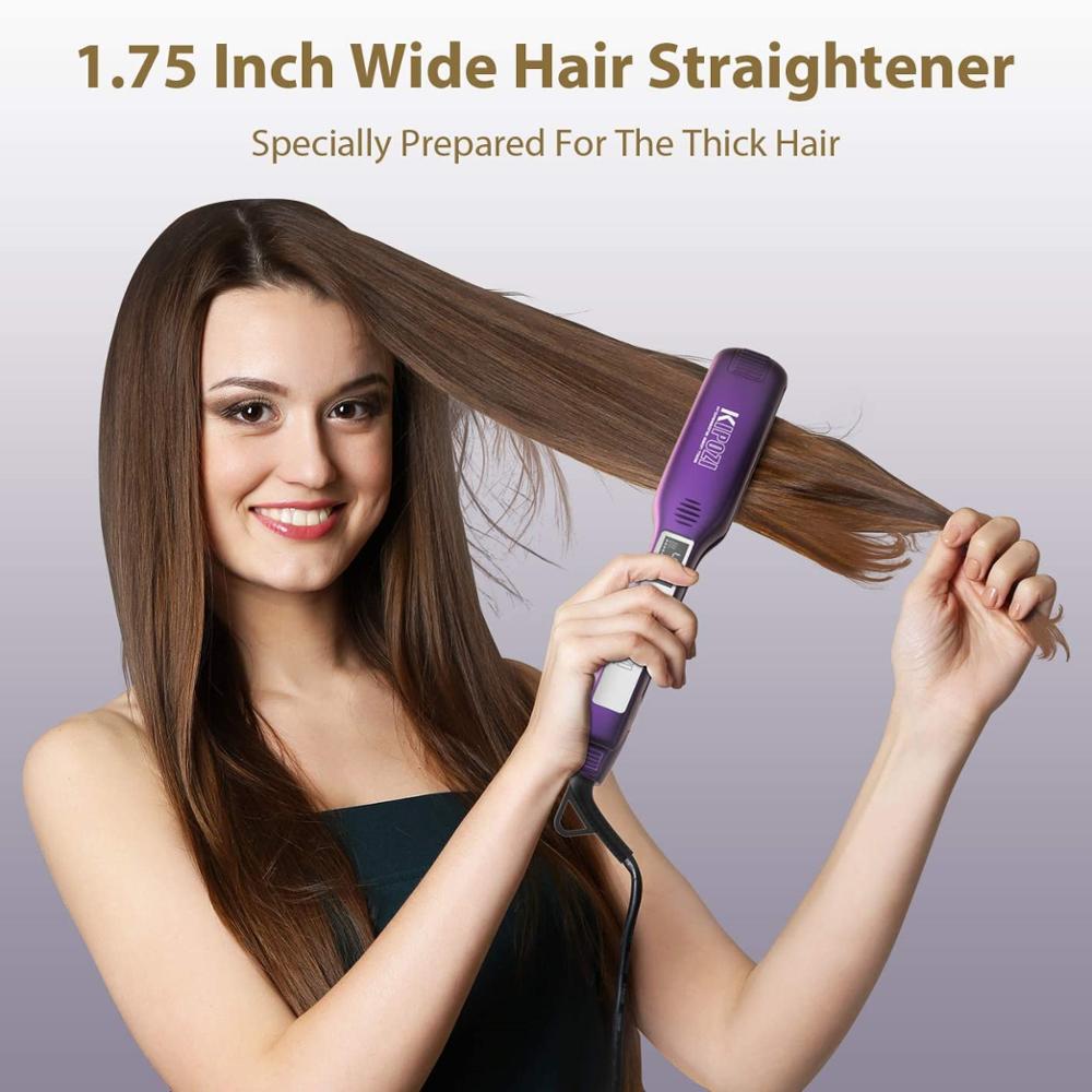 KIPOZI Steam Hair Straightener Iron Fast Straightening 1.75 Inch Wide Plates Flat Iron Curling Iron Styling Tool