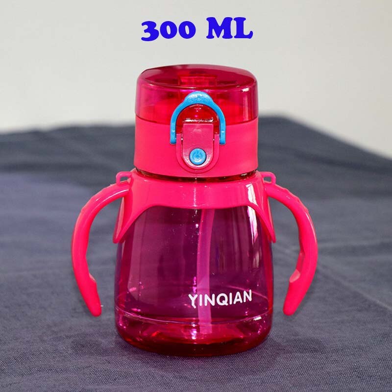 300/320/650ml milieuvriendelijke plastic babybekers voor kinderen, babyfles in cartoonvorm, kinderfles met rietje voor pasgeborenen, volwassen kinderen: 300ml rozen handvat