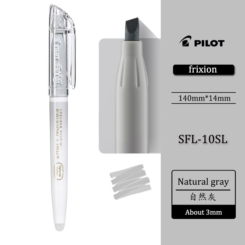 color natural piloto Japón Baile resaltador que se puede borrar frotar fricción color de luz marcador fluorescente SFL-10SL: Natural gray