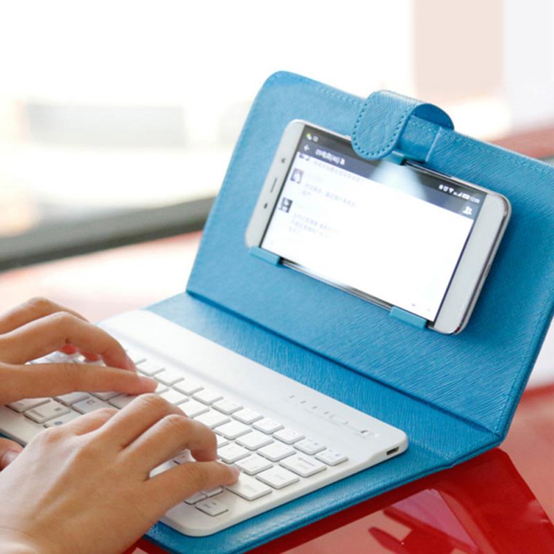 Draagbare Pu Lederen Wireless Keyboard Case Voor Smartphone Voor Iphone Beschermende Mobiele Telefoon Met Bluetooth Toetsenbord