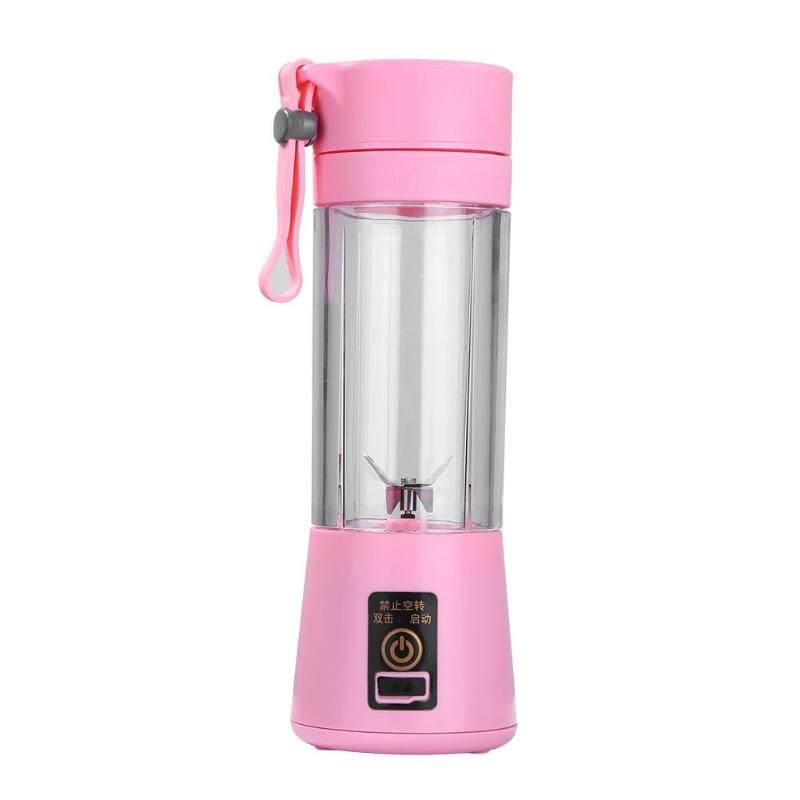 380ml USB Rechargeable Blender Mixer Portable Mini Juicer Juice Machine Smoothie Maker Household Small Juice Extractor: Pink With 4 Blades