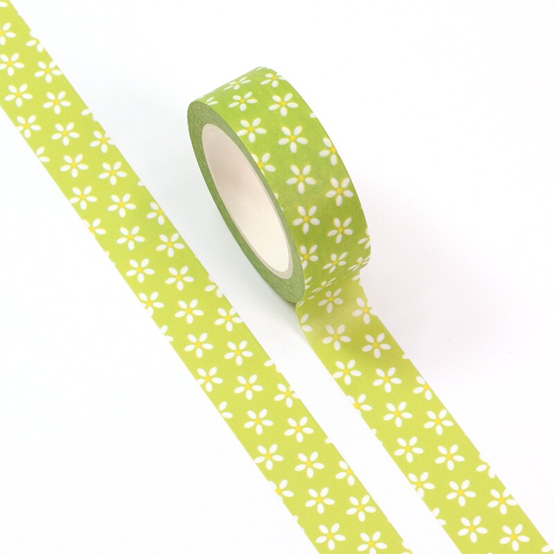 1Pc 15Mm * 10M Happy Easter Dag Groene Kleine Bloemen Bloem Decoratieve Washi Tape Scrapbooking Masking tape Briefpapier