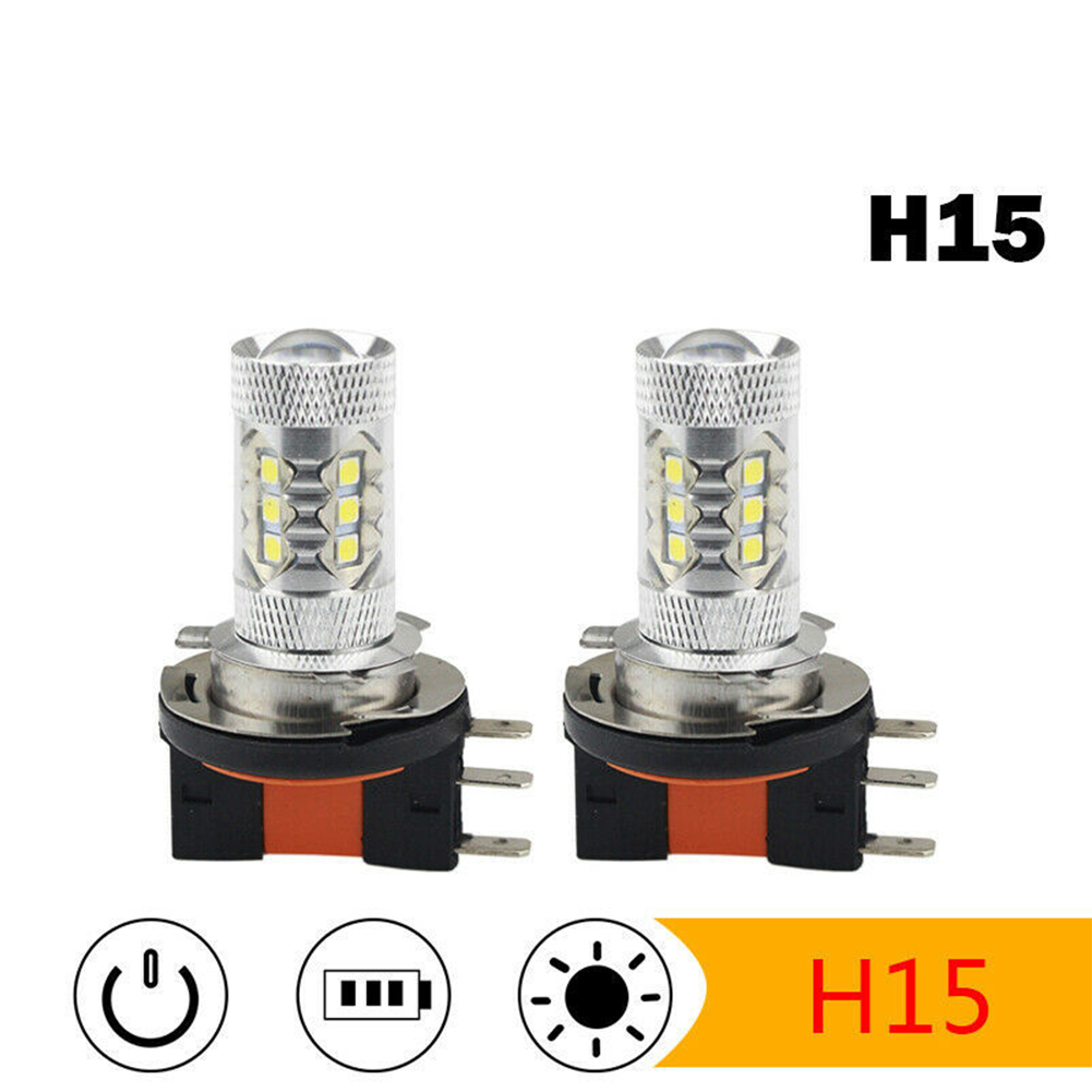 2 Stuks H15 Auto Led Koplamp Lamp Dc 12V-24V 80W 1100lm Voor Trx420 Trx500 6500K Wit Auto Lamp Mistlamp