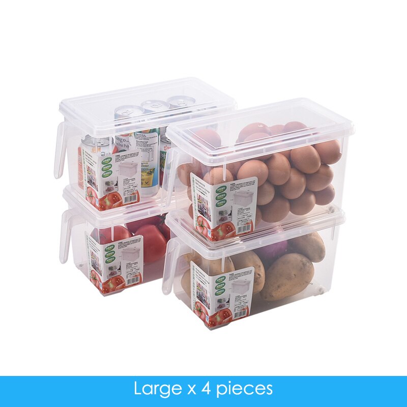 Récipient de stockage en plastique avec couvercles poignée réfrigérateur stockage clair aliments conteneurs petit réfrigérateur boîtes de rangement cuisine R2023: L4