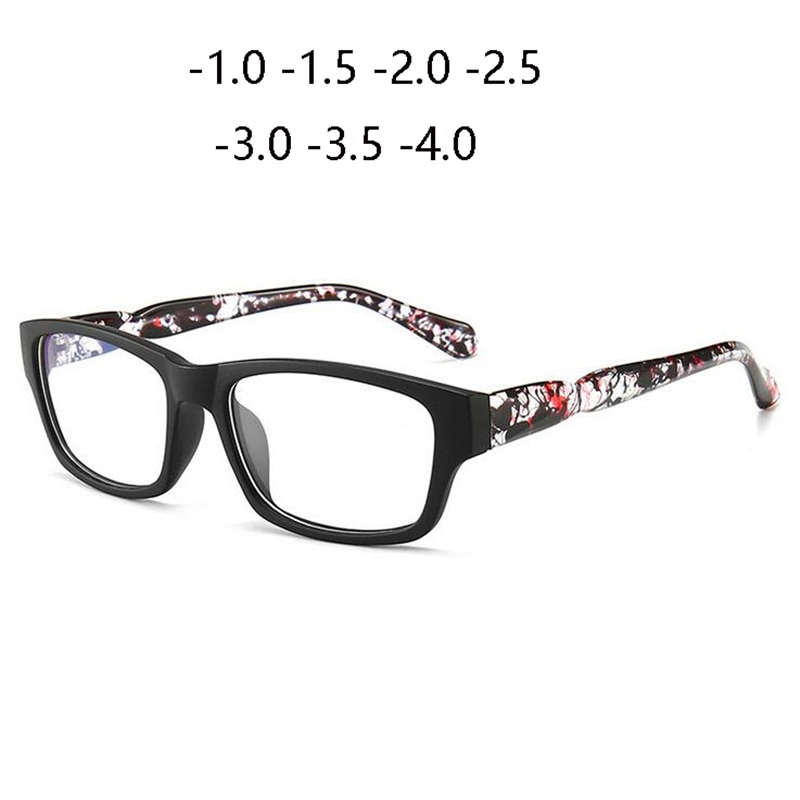 Mattsvart fyrkantig närsynthet glasögon kvinnor retro student närsynt glasögon manlig optik glasögon  -1.0 -1.5 to -4.0
