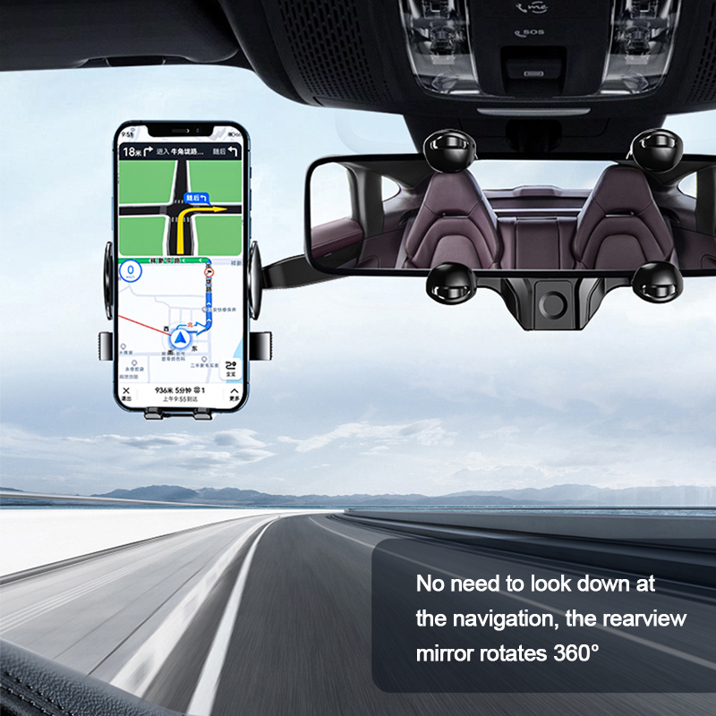 Soporte para teléfono para espejo retrovisor de coche SEAMETAL 360 ° Clip retráctil del tenedor del teléfono celular para el soporte del soporte del soporte del teléfono móvil de la ayuda GPS del teléfono