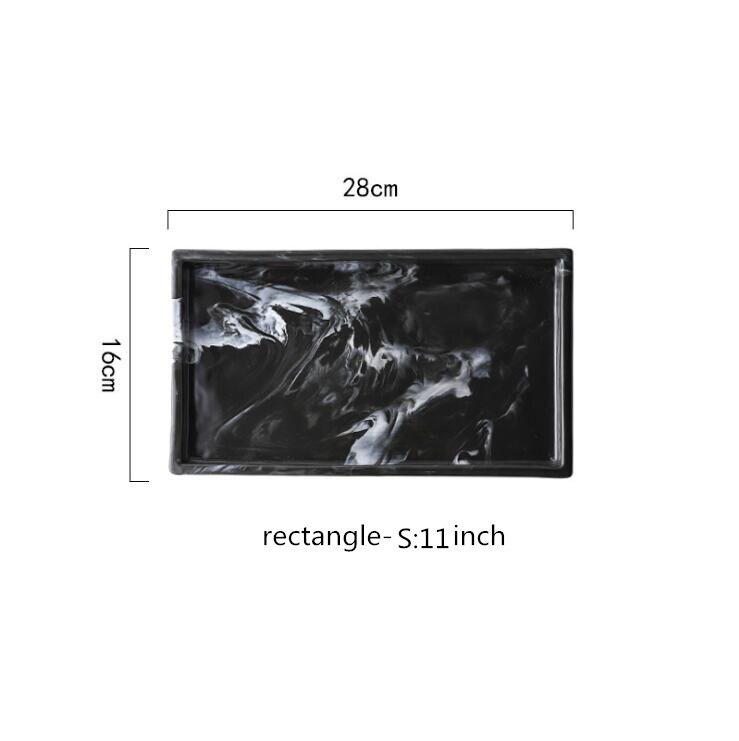 Nordic marbled ceramic tray rectangular jewelry plate storage tray hotel storage tray dessert plate: rectangle-S