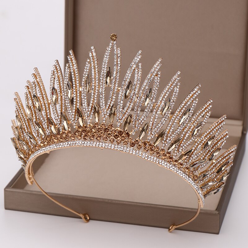 Krona kristall skönhetstävling stort bröllop tiara strass drottning tiaror och kronor diadem hår smycken bröllop hår tillbehör