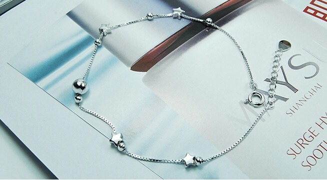 100% 925 Sterling Zilver Little Star Ladies'anklets Sieraden Vrouwen Enkelbandje Zomer