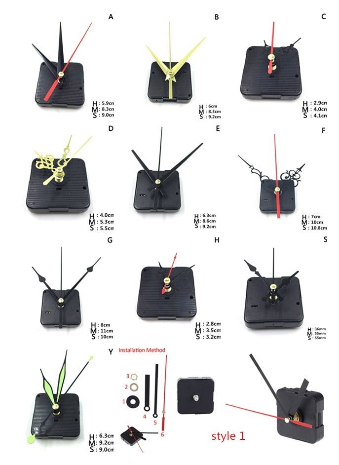 1 set hangende diy quartz reparatie uurwerk mechanisme onderdelen quartz horloge stille wandklok uurwerk met naalden