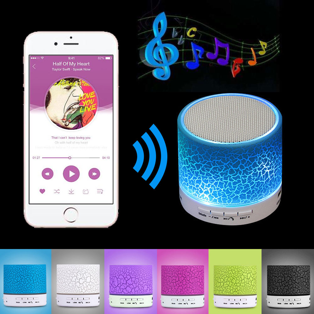 A9 Bluetooth Mini Speaker Wireless LED Light Speakers Support TF Subwoofer Loudspeaker with Hands Free Microphone Music Player