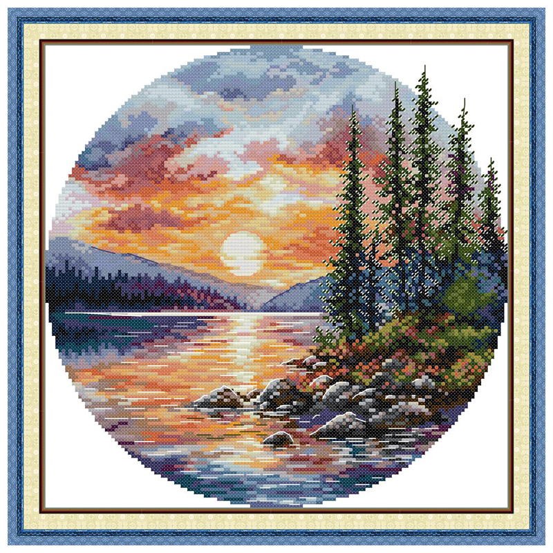 Four seasons pattern counted cross stitch kit diy 11ct 14ct 16ct stamped dmc cross stitch kit embroidery handicrafts