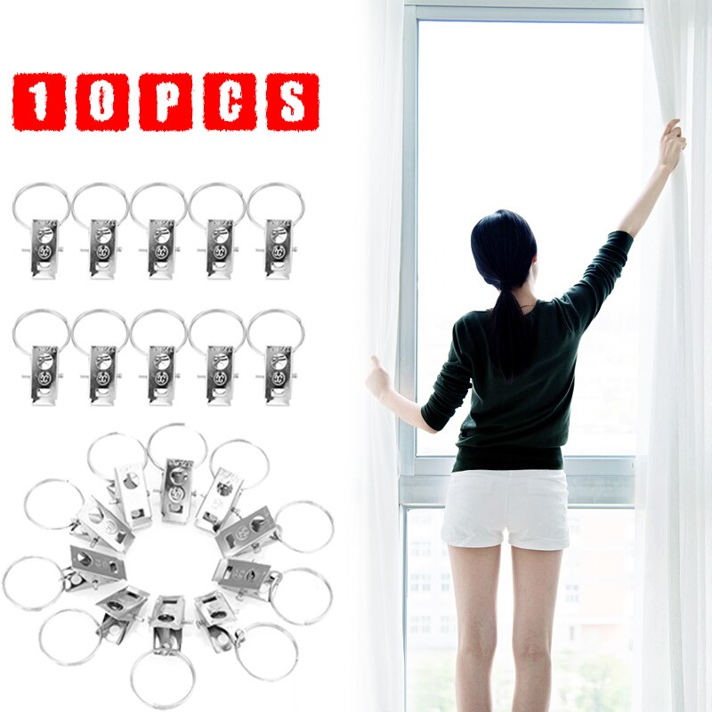 10 st metallfönster duschdraperi draperi stång klämmor klämringar universal