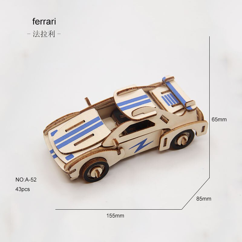 Feooe Intelligentie Ontwikkeling 3D Puzzel Handgemaakte Houten Montage Simulatie Model Auto Kinderen Speelgoed Wl: Ferrari