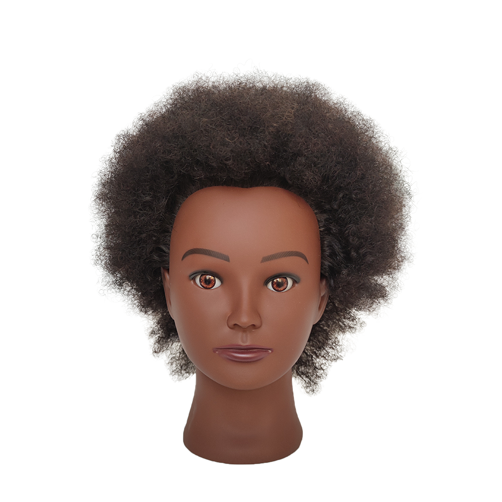 Afro Mannequin Head 6inches 100% Human Hair Traininghead Styling Head Braid Hair Dolls Head for Practicing Cornrows and Braids: Gold