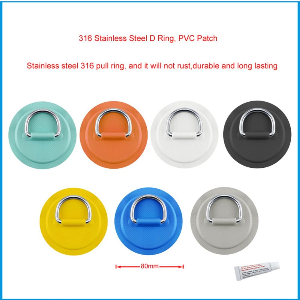 1/4Pcs Surfboard Dinghy Boat PVC Patch With Stainless Steel D Ring Deck Rigging Sup Round Ring Pad 5M Elastic Bungee Rope Kit