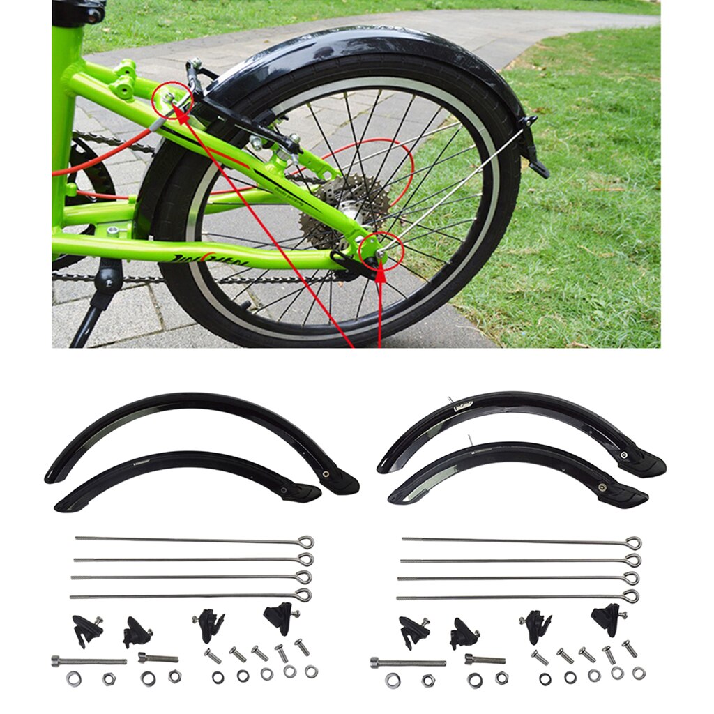 Juego de guardabarros para bicicleta plegable, sistema de frenos en V, 20 y 14 pulgadas