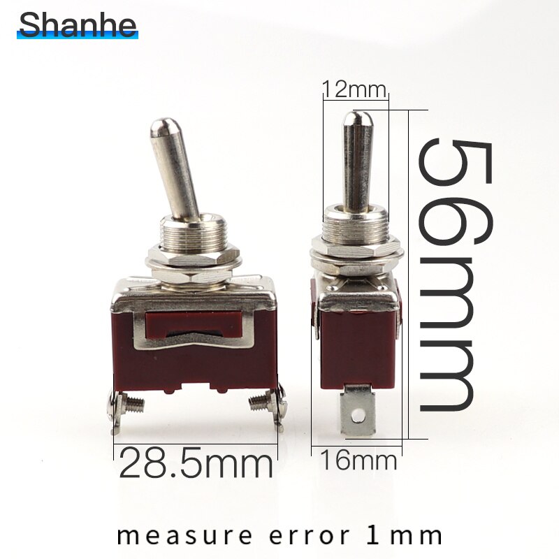 12mm Momentary toggle switch 2PINS single side spring return with waterproof cover