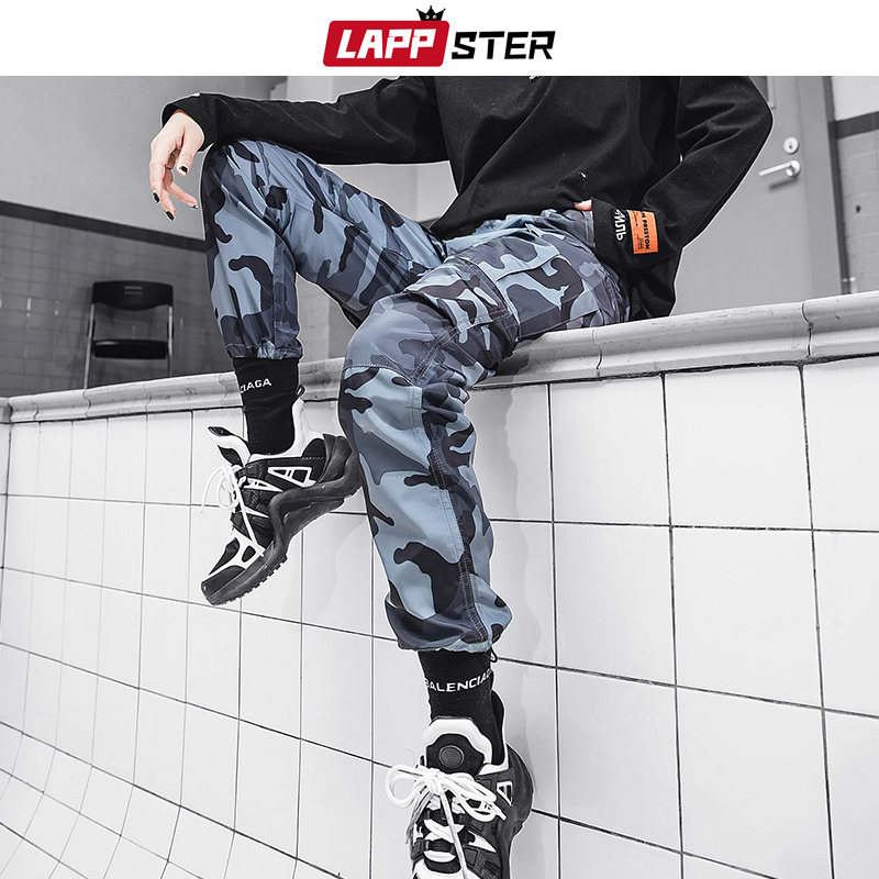 Lappster män streetwear camo joggingbyxor herr hip hop kamouflage träningsbyxor manliga byxor mode träningsbyxor
