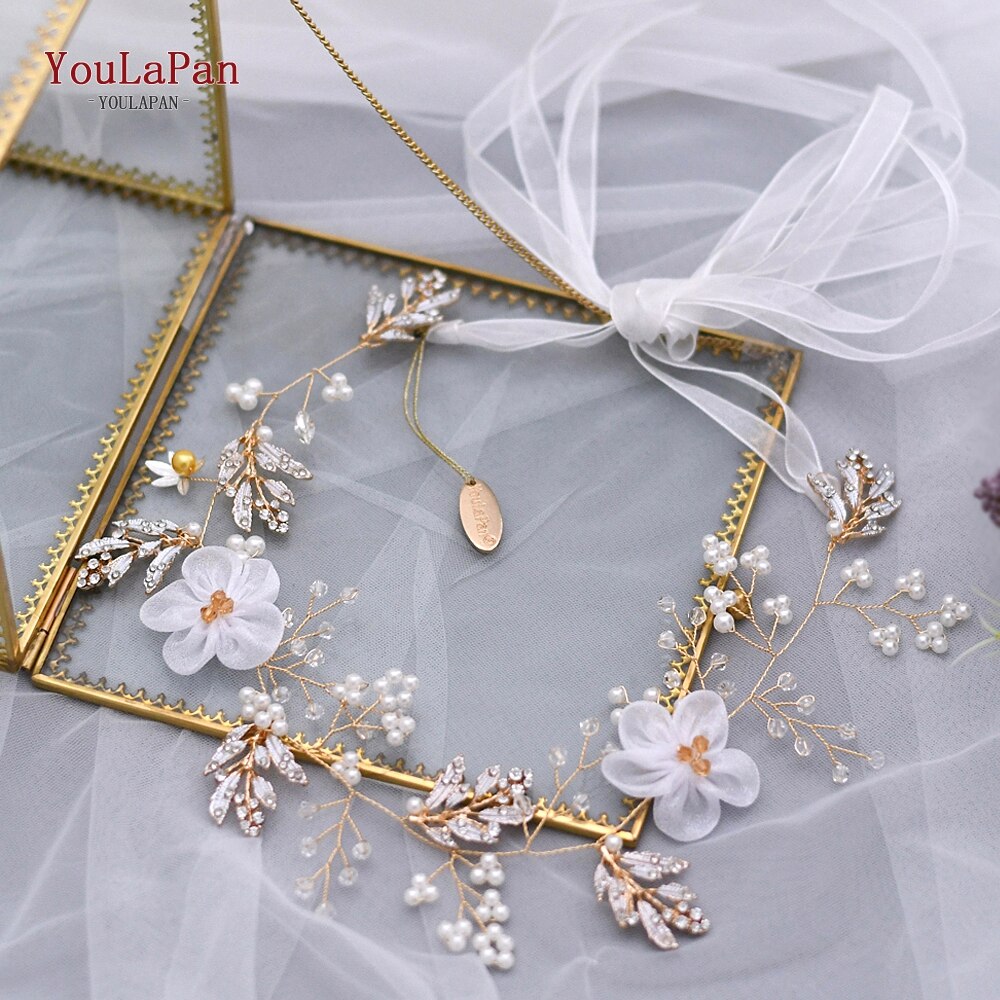 Youlapan HP72 Gouden Bruiloft Haar Wijnstok Bloem Haar Stuk Bruids Haar Wijnstok Bloemen Hoofdbanden Voor Vrouwen Tiara Bruids Haar Sieraden