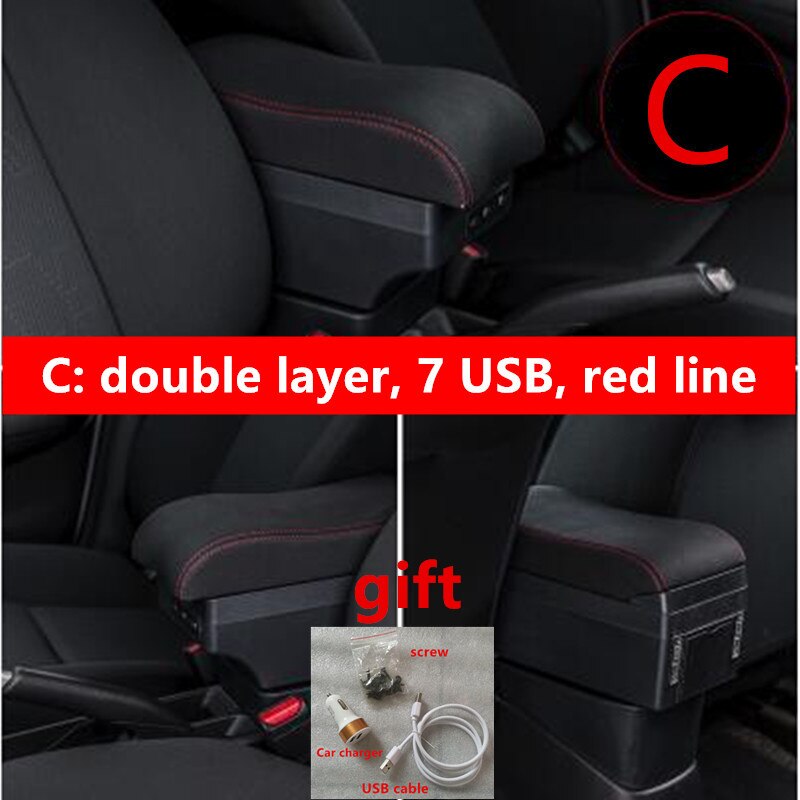 For Renault Clio Captur Armrest box: C black red line