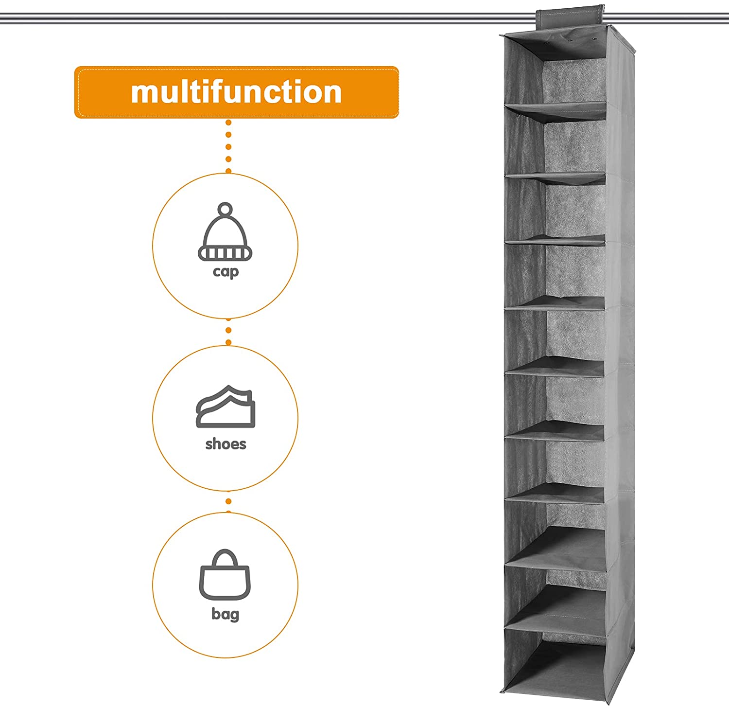 Hanging Clothes Organizer Home Organization and Wall Storage 6-Shelf Closet Hanging Shelves Almacenamiento y Organización