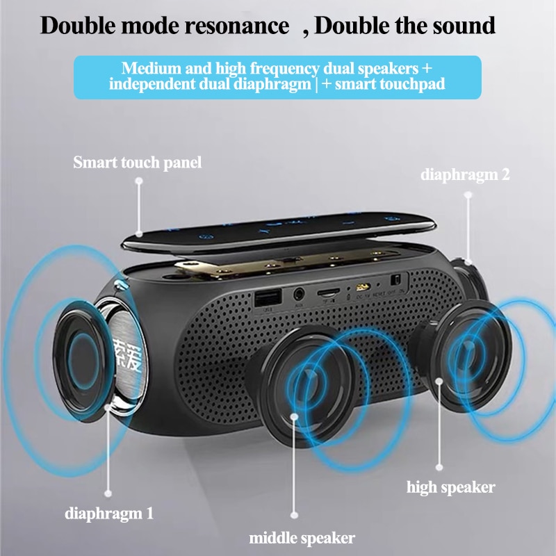 Altoparlanti portatili colonna Bluetooth subwoofer esterno Wireless Smart touch doppio diaframma supporto TF AUX USB radio FM soundbar