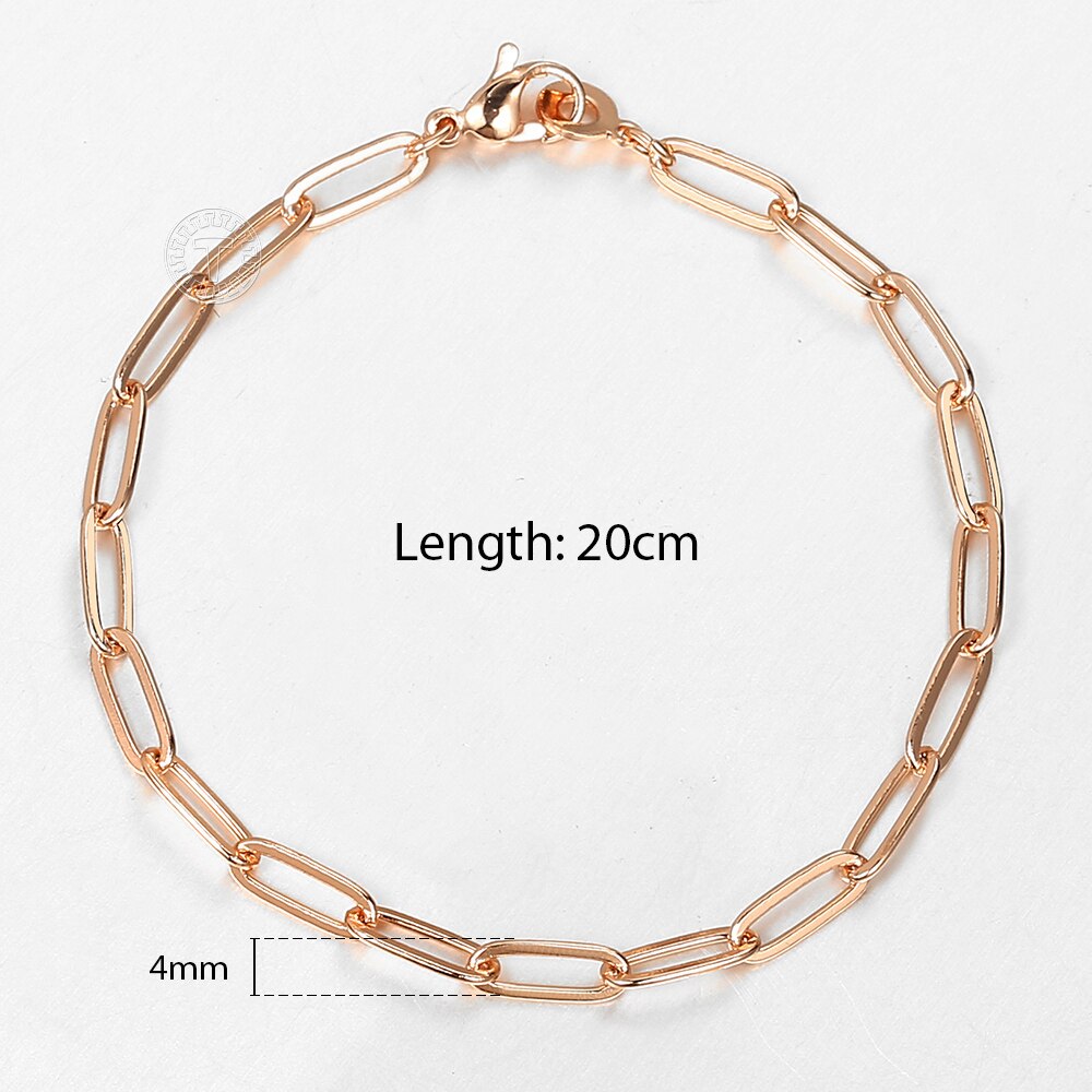 4mm Damen Kette Armbinde 585 Rose Gold Gefüllt Paperclip Rolo Verknüpfung Armbinde Böhmischen Schmuck 20cm LCB60: Ursprünglich Titel