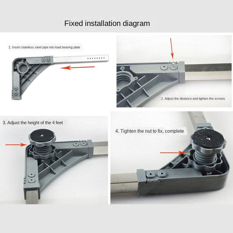 Universal Washing Machine Base with Pulley Brake Lifting Stainless Steel Washing Machine Refrigerator Mobile Base Bracket