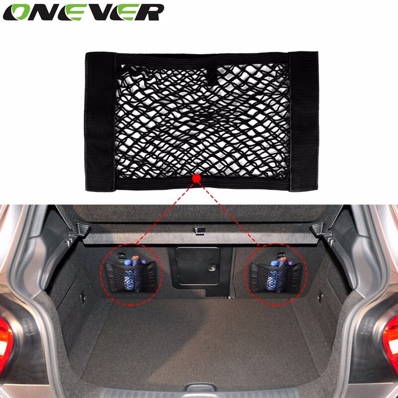 Onever 1pcs Car Back Rear Trunk Seat Elastic String Net Mesh Storage Bag Pocket Cage Organizer Luggage Holder Car Styling