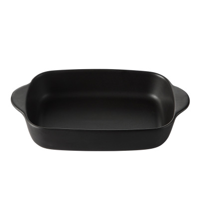 Ceramic Plate Household Bina Baking Tray Oven Plate Dish Risotto Dish Restaurant Cheese Rice Dish Deep Dish Wy1162010: Black