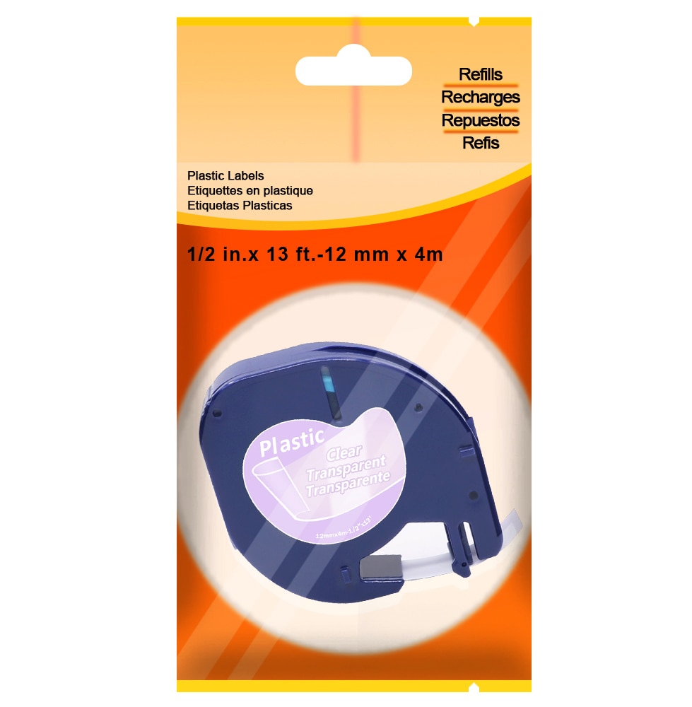 Labelife 10Pack Plastic Label Tape 12267 Self-Adhesive for DYMO LetraTag Label Printer LT-100H, Black on White ,12mm