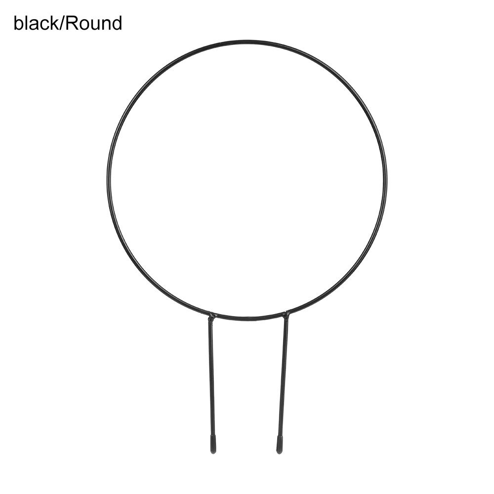 Garden Plant Support Climbing Frame Multi-shaped Iron Art Metal Indoor Outdoor Fixing Rod Garden Modeling: black-Round