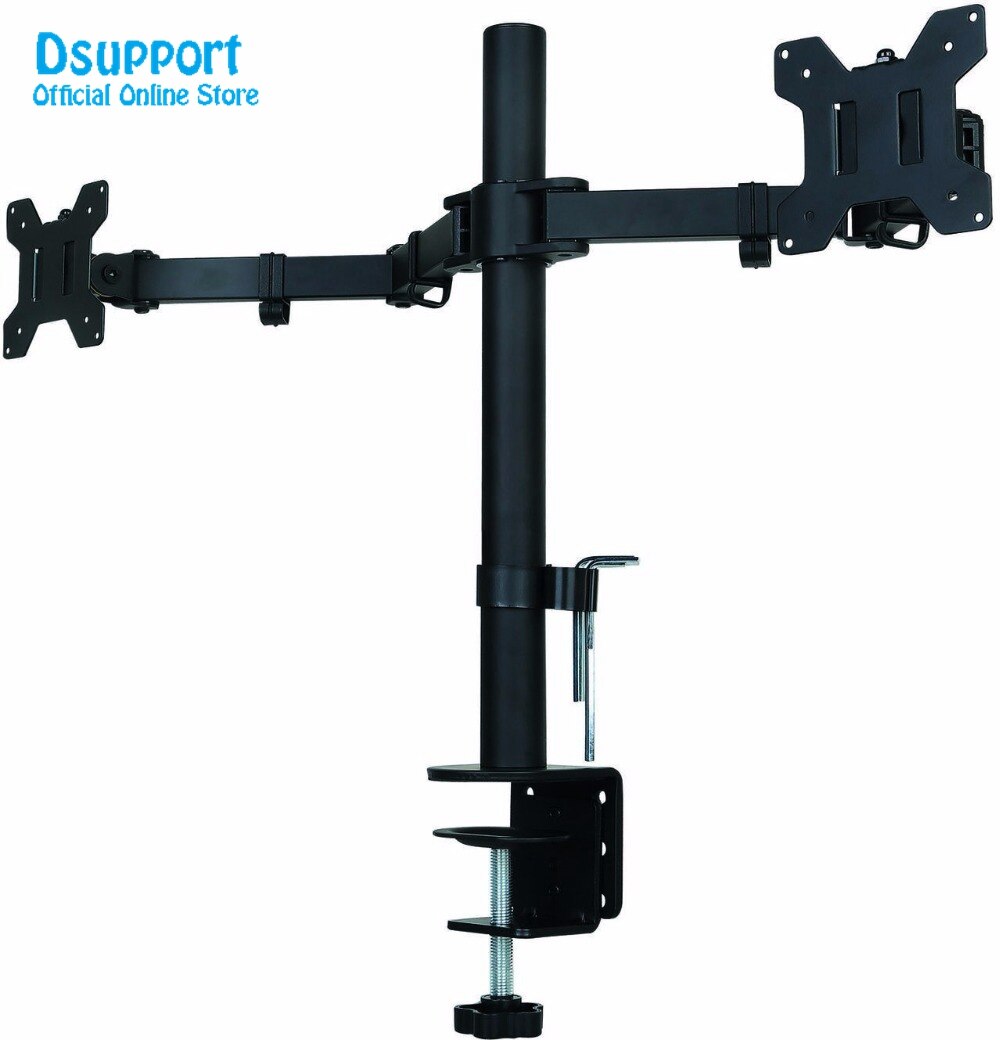 Fully Adjustable Dual Arm LCD LED Monitor Desk Mount Stand Bracket for 13"-27" Screens with 15 degree Tilt MD6442